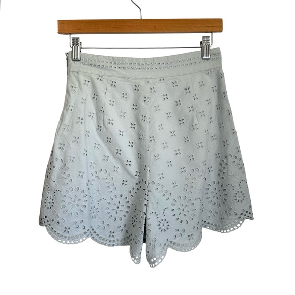 INTERMIX Womens Malia Scalloped Eyelet Shorts Size 2 Blue Lined High Rise - Picture 4 of 12